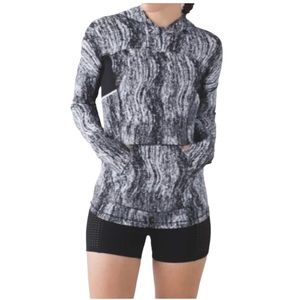 ** 🍋Lululemon RunBeam Lightweight BLACK N WHITE PRINT Hoodie